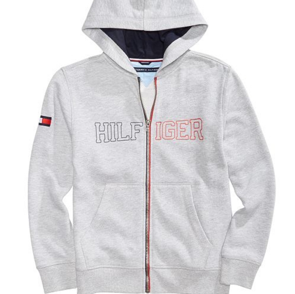 Tommy hilfiger gray hoodie with zipper